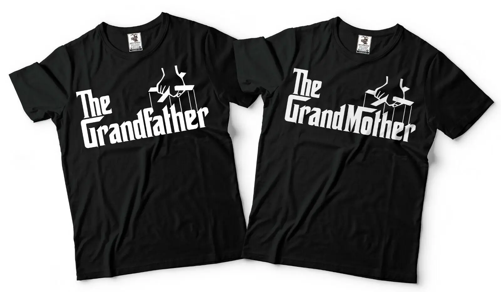 Grandfather Grandmother Couple Matching Grandpa Grandma Cotton Black Shirts