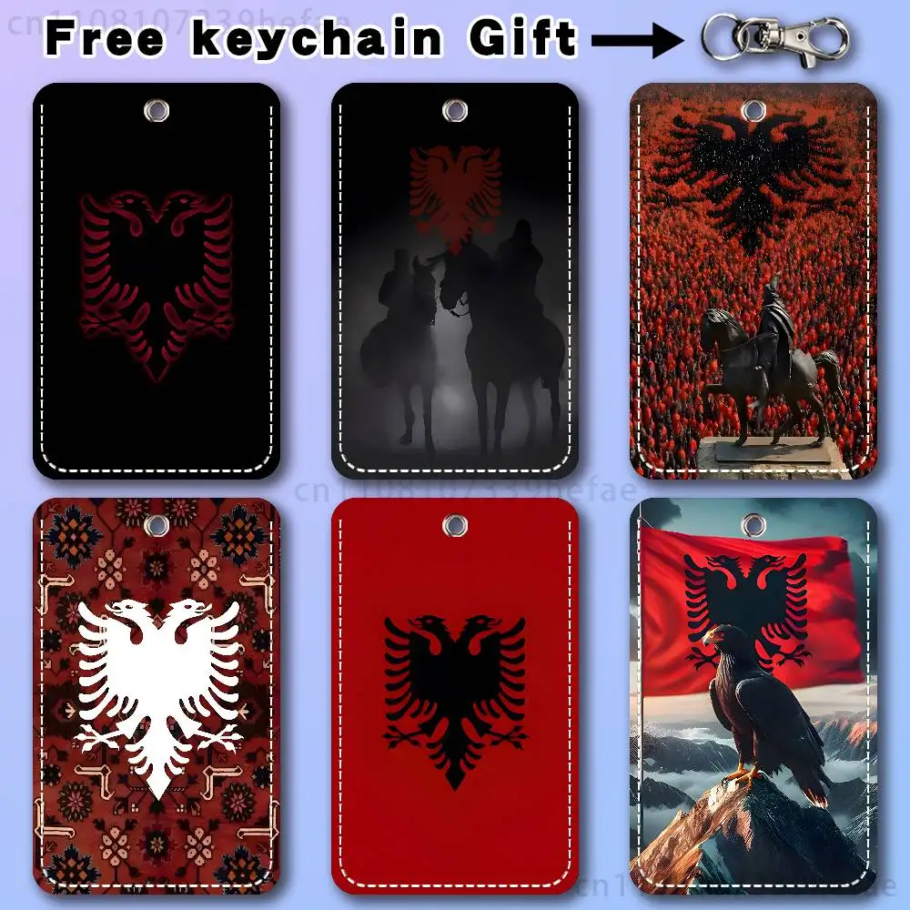 

Albania Flag Albanians Holder Keychain For Bank Business Work Card Holder Student Card Protective Case Bus Card