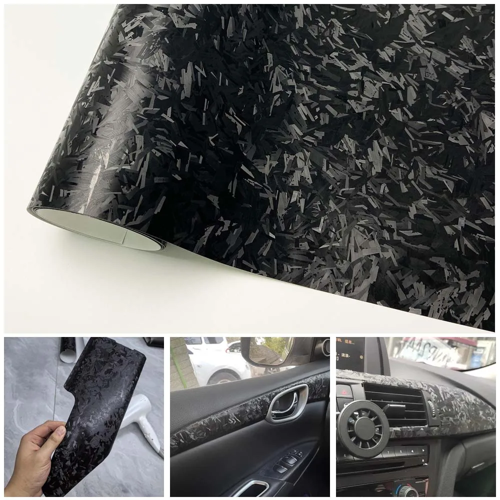 

Black Chopped Carbon Fiber Film Color Change Car Stickers Vinyl Film Air Bubble Free Wrapping Auto Self Adhesive Decals