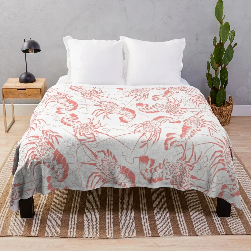 Prawn Shrimp Pattern Throw Blanket Luxury Quilt Flannel Blankets