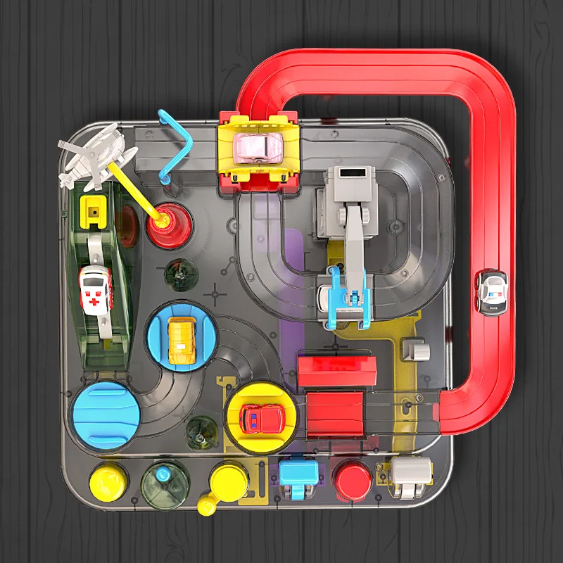 Juego de aventura transparente para niños, modelo de coche de carreras, juguete educativo de pista, juego mental, juguetes mecánicos