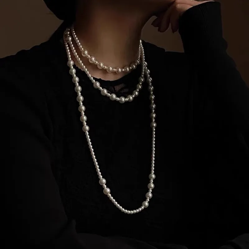 

A variety of wearing methods luxury, high quality, strong light, super long pearl necklace multi-layer stacked wearing wind,tide