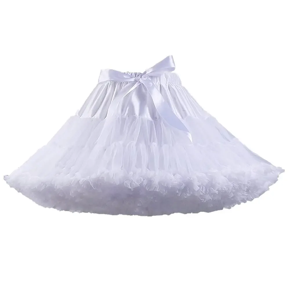 

Women's Petticoats Puffy Tutu Tulle Skirts Princess Ballet Dance Pettiskirts Elastic Waist Multi-Layer Underskirt White