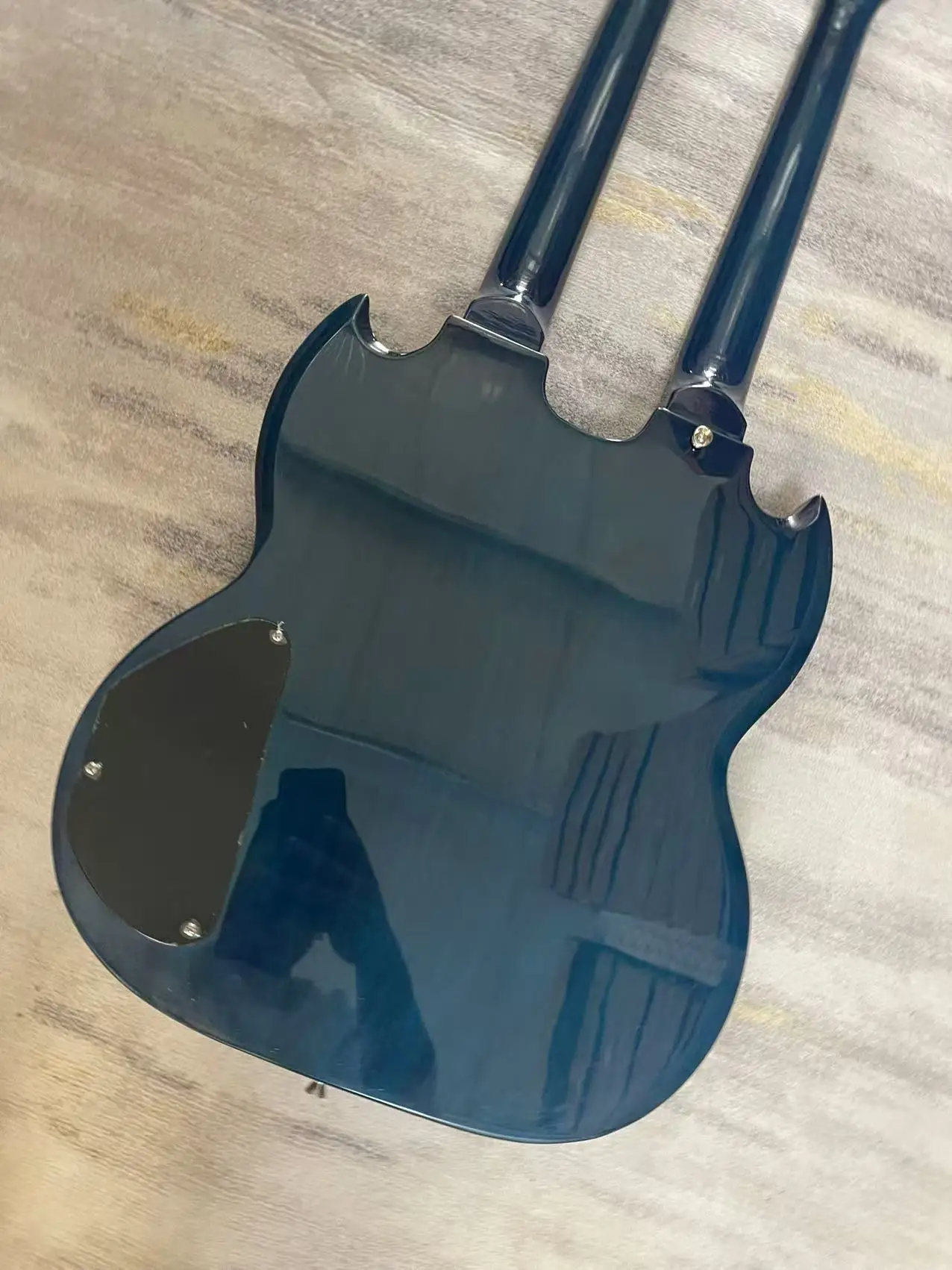 E-Gitarre 12+6 Akkord Double Path Edition, transparenter blauer Korpus, werkseitig echtes Versandbild, auf Lager, Bestellung und Versand