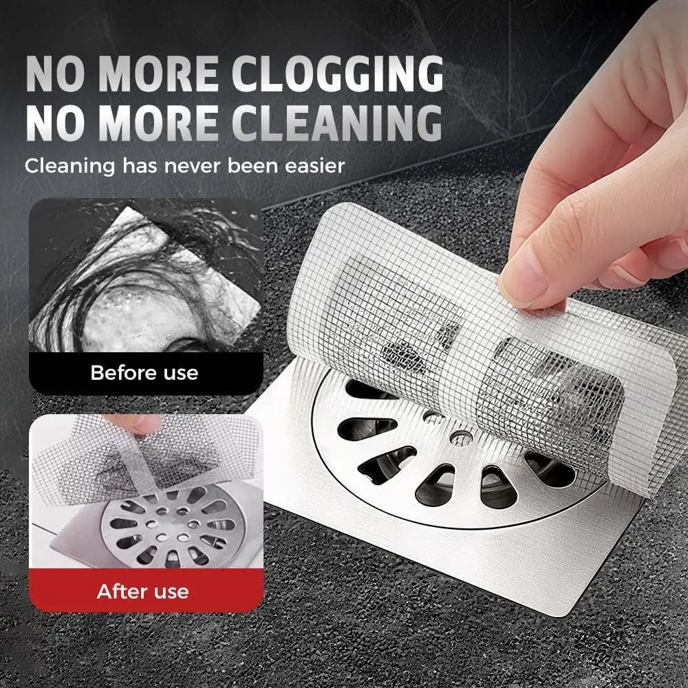 New Disposable Shower Drain Hair Catcher - Square Bathroom Floor Drain Protector (10pcs) view 5