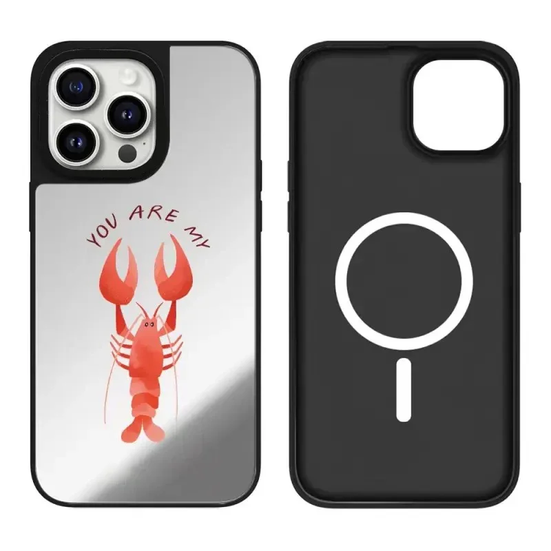 

Lobster iPhone 11 12 13 14 15 16 Pro Max Mirror Surface MagSafe Case Cover Shell