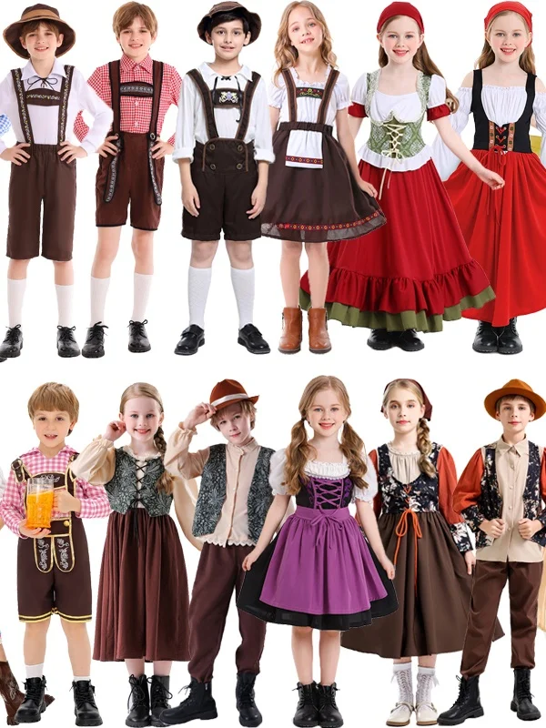 

loween Children's Maid Outfit Medieval Farm Game Role-plang Mh Beer Festival Middle Ages Costume Hanlin Wu