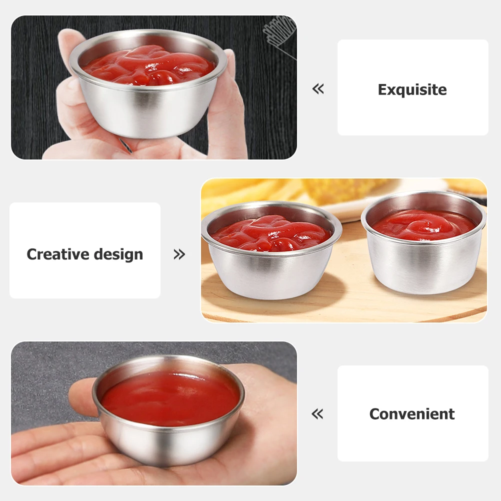 

2pcs Stainless Steel Sauce Cups Mini Condiment Containers Leak Proof Portable Vinegar Boxes For Outdoor Bbq Picnic Lightweight