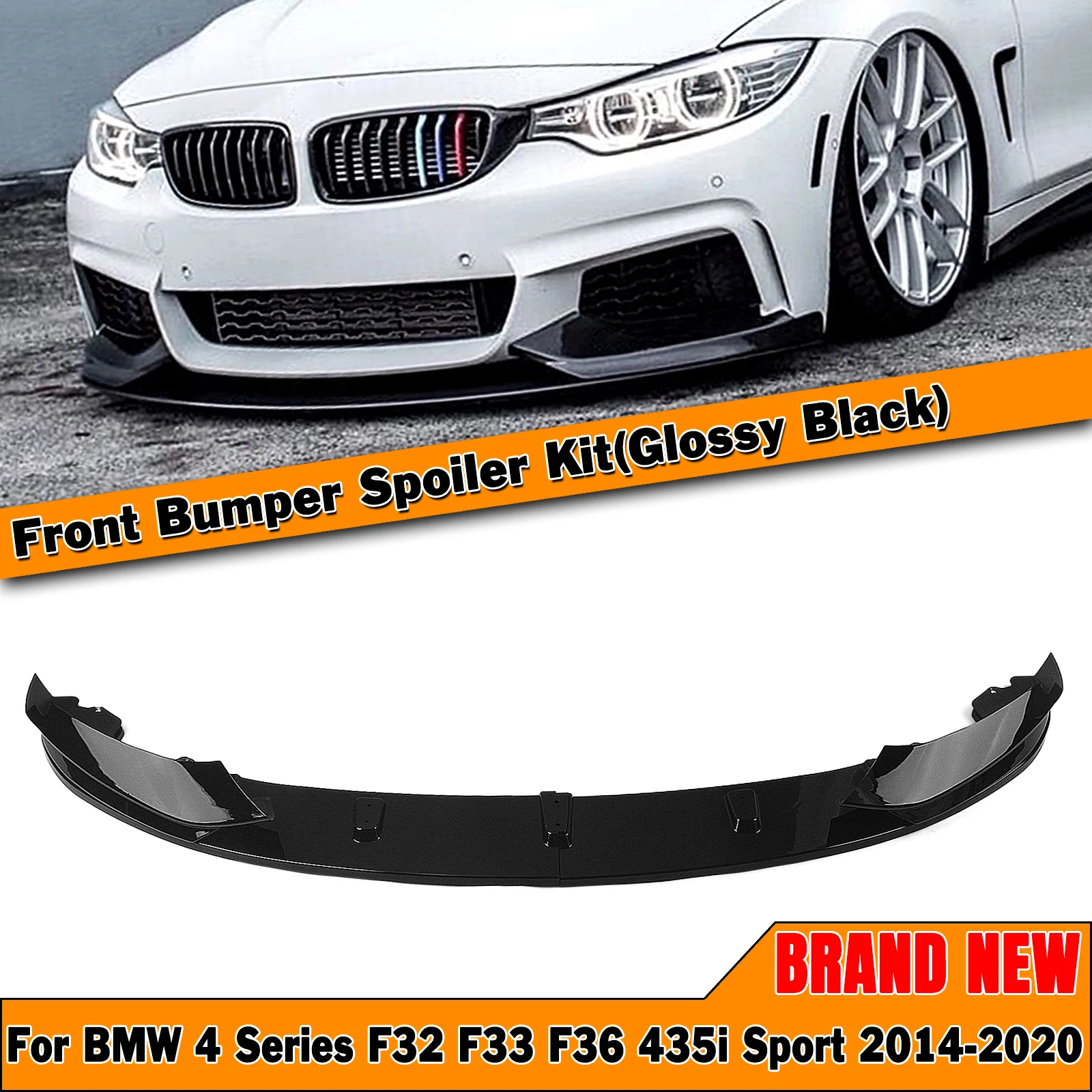 

Gloss Black/Carbon Fiber Look Front Bumper Spoiler Lip Splitter For BMW F32 F33 F36 4 Series 435i 2014-2020 M Sport Tech Only