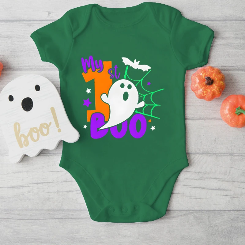 Cotton Baby Bodysuit My 1St Boo with Cute Ghost Halloween Newborn Girl Boy Bodysuits Cute Ghost Print Baby 1St Halloween Onesie