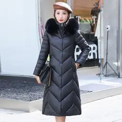 2023 New Women Down Cotton Coat Winter Jacket Female Mid Length Version Parkas Thick Warm Outwear Hooded Fur Collar Overcoat