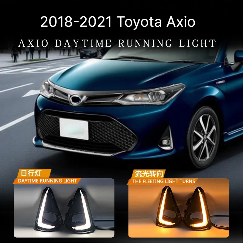 For Toyota Corolla Axio 2018 2019 2020 2021 LED Daytime Running Light DRL with Yellow Turn Signal Lamp Halogen Fog Lamp Cover