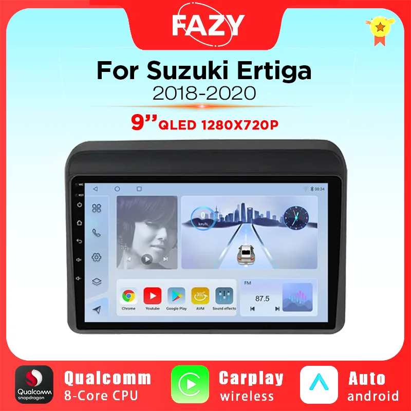 

2 Din Carplay для Suzuki Ertiga 2018 2019 2020 Android 12 экран мультимедийный плеер аудио радио GPS Навигация стерео головное устройство