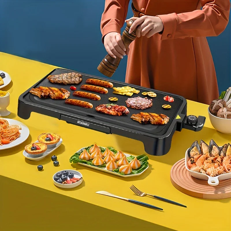 

Портативный бездымный гриль для барбекю 1800 Вт, умная ручка регулировки температуры, Легкая очистка противня для пищевых продуктов