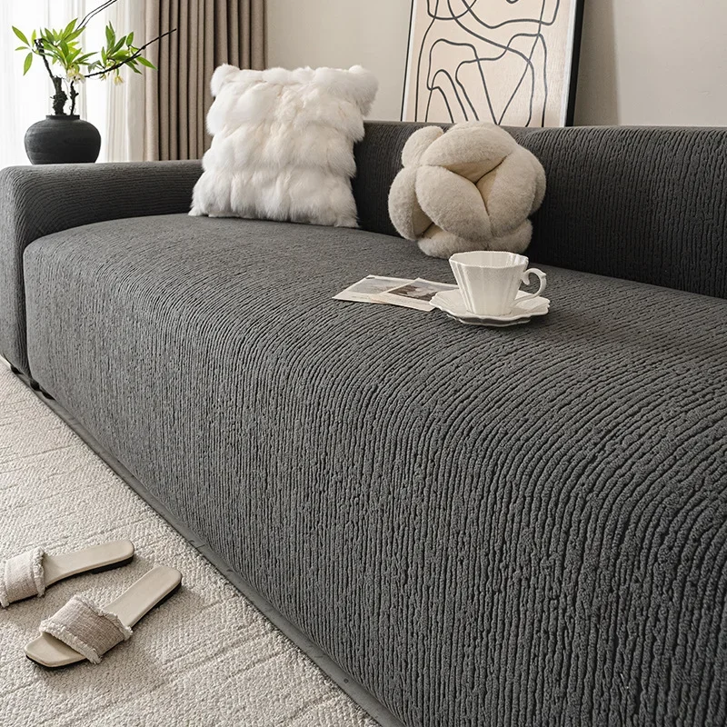 High Elastic Solid Polar Fleece Sofa Cover Nordic Stretch Slipcover Couch for Four Seasons Thick All-inclusive Sofa Dust Cover