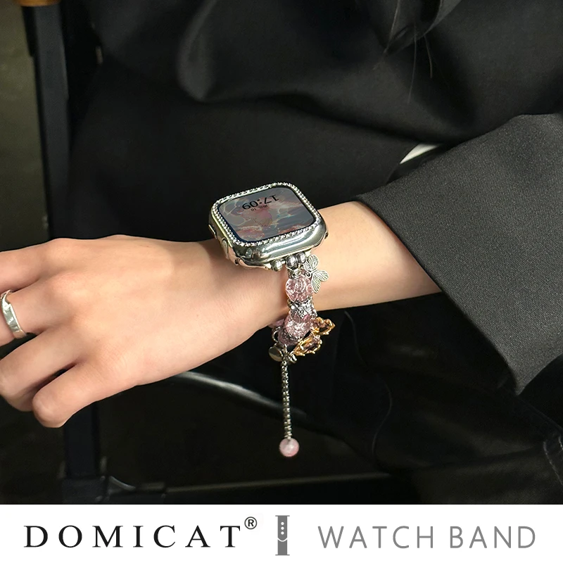 Bohemian bead bracelet compatible with iWatch strap 38mm 40mm 41mm 42mm 44mm 45mm 49mm for women, fashionable handmade elastic s