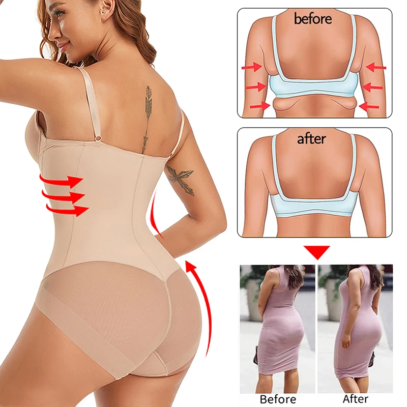 Women's Shapewear Bodysuits Waist Trainer Slim Full Body Shaper Built-In Bra Camisole Tops Tummy Control Slimming Underwear
