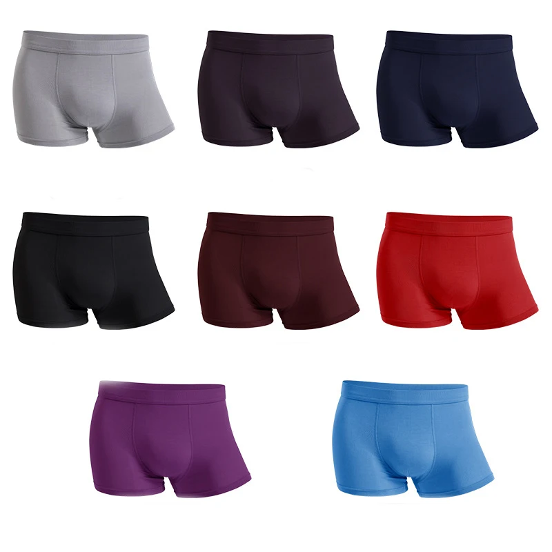 

8 Packs Bamboo Boxers Male XL XXL Plus Size Underwear Men Flat Feet Gym Shorts Panties Black Underpants Gifts Classic Design