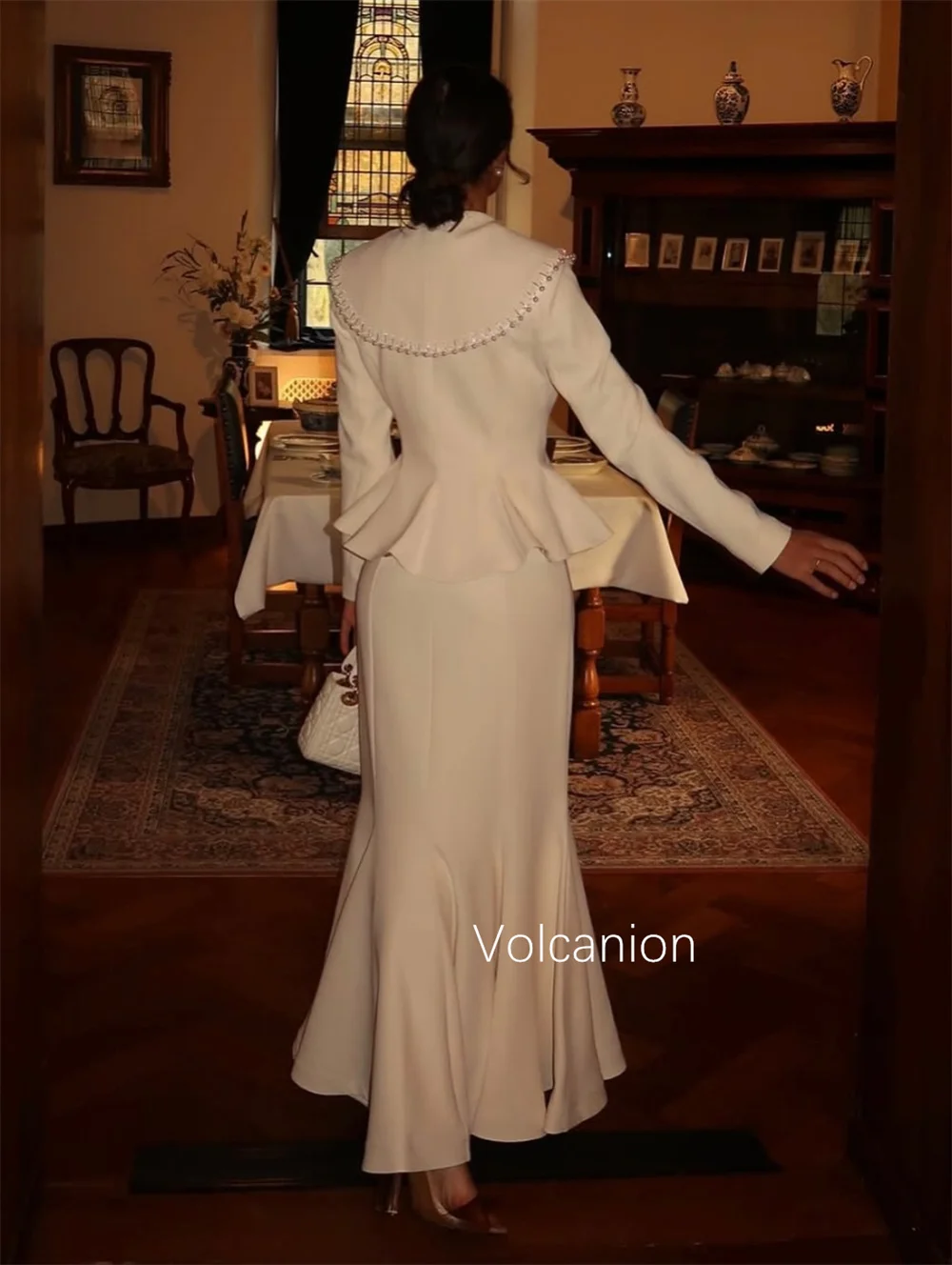 Vestidos largos con cuello en V y trompeta con botones plisados, Jersey informal personalizado, ocasión a medida, cóctel, clásico, exquisito