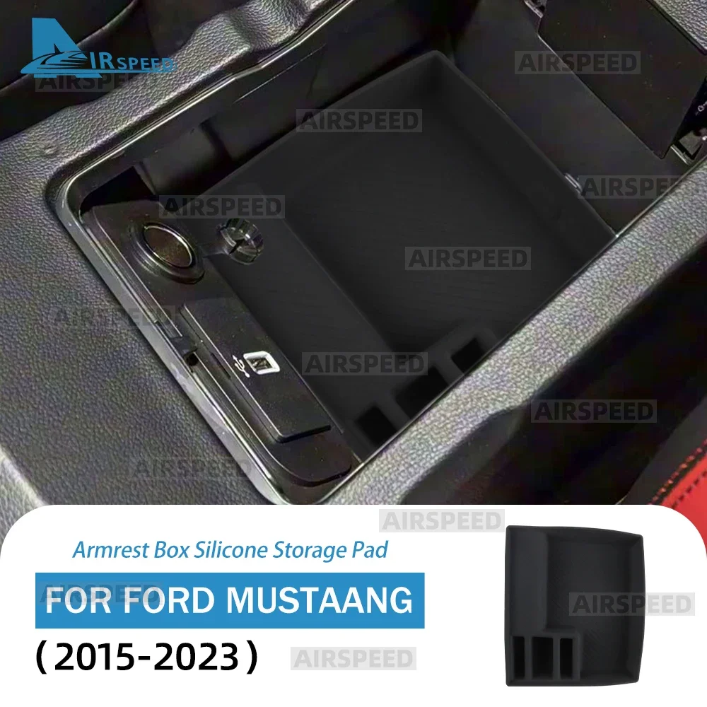 For Ford Mustang 2015 2016 2017 2018 2019 2020 2021 2022 2023 Armrest Box Mat Car Center Console Storage Pad Accessories - view 2
