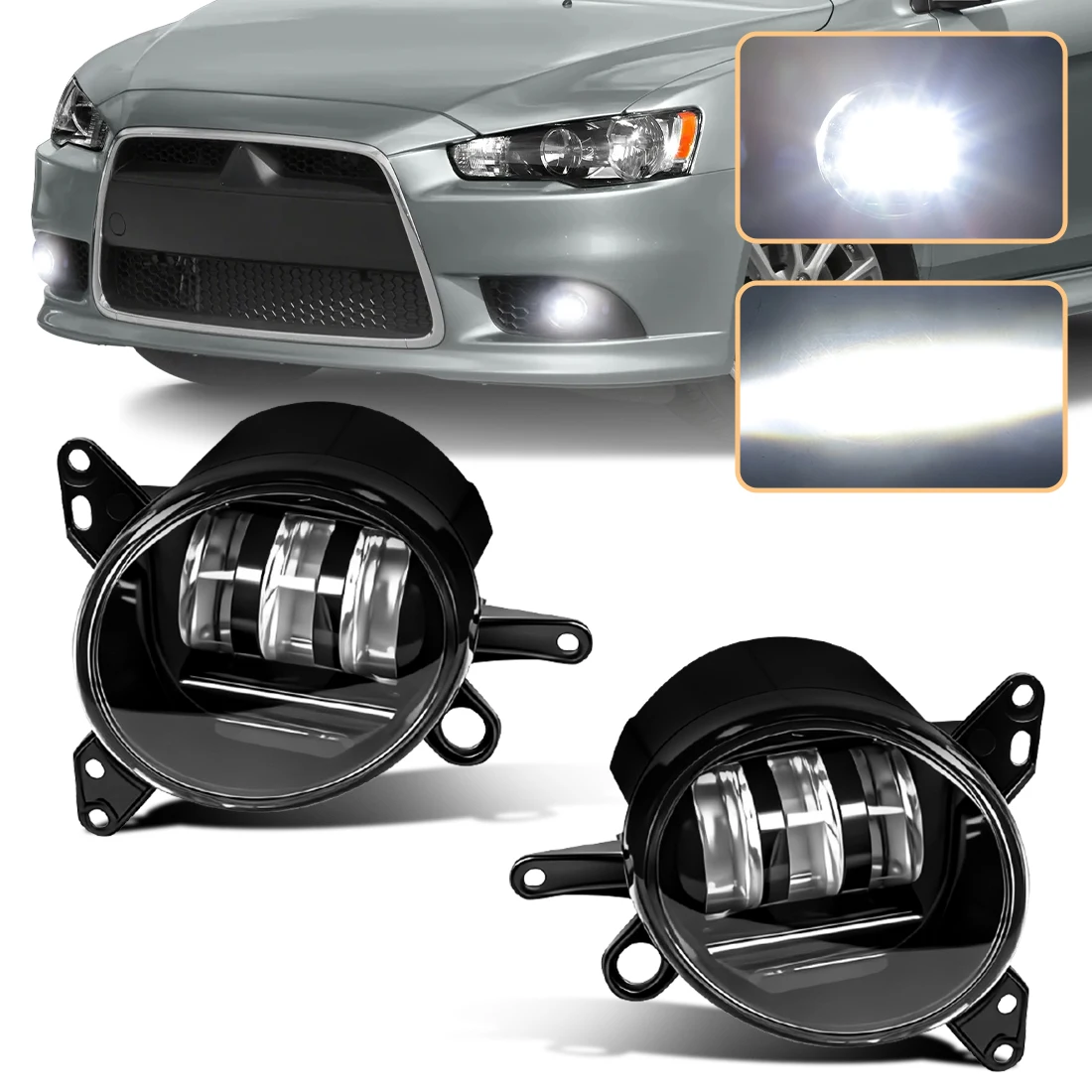 LED Fog Lamp For Mitsubishi Lancer Lancer-ex 2008 2009 2010 2011 2012 2013 Fog Lamps Car LED DRL Daytime Running Lights 12V 2Pcs