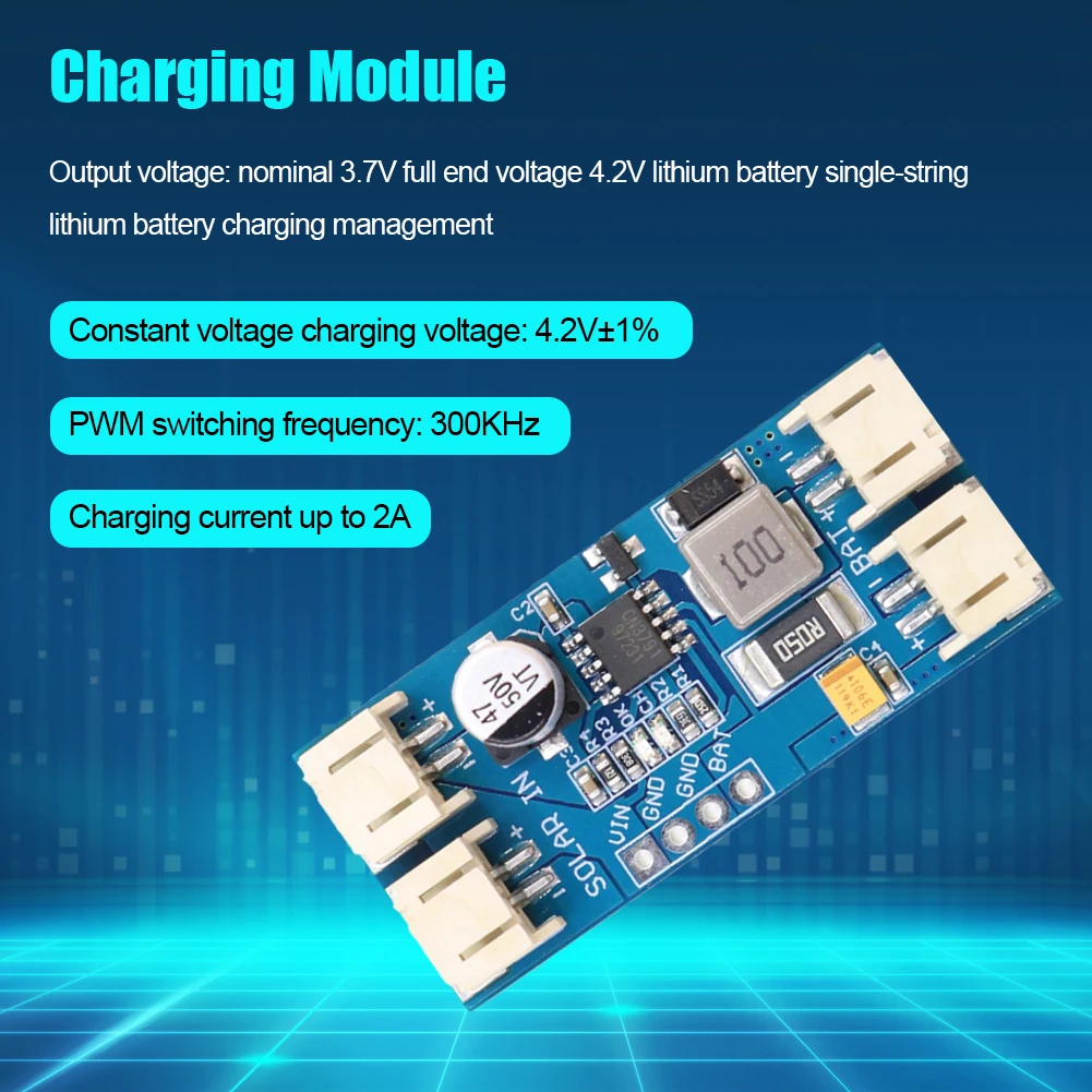 CN3791 Charging Board 3.7V 4.2V MPPT Battery Charger Module 2pin PH2.0/JST 300KHz Replacement Equipment for Lithium Battery