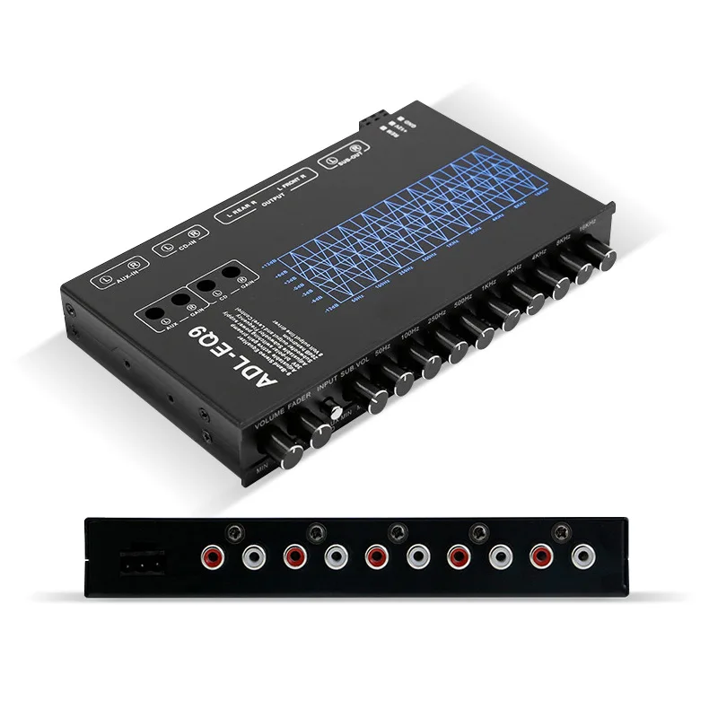 Car Audio EQ ADL-EQ9 9 Band Graphic Equalizer with 6-Channel RCA Output for Amplifier Subwoofer Bass Controller Tuning Crossover