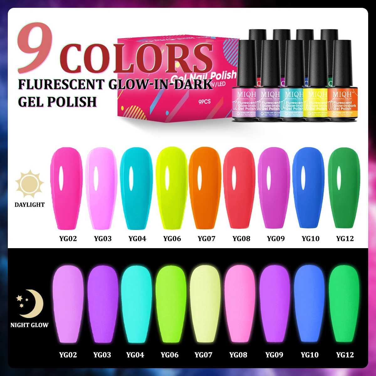طلاء أظافر جل مضيء من النيون جل بالأشعة فوق البنفسجية طلاء أظافر لامع قابل للإزالة طلاء أظافر شبه دائم طلاء أظافر ذاتي الصنع