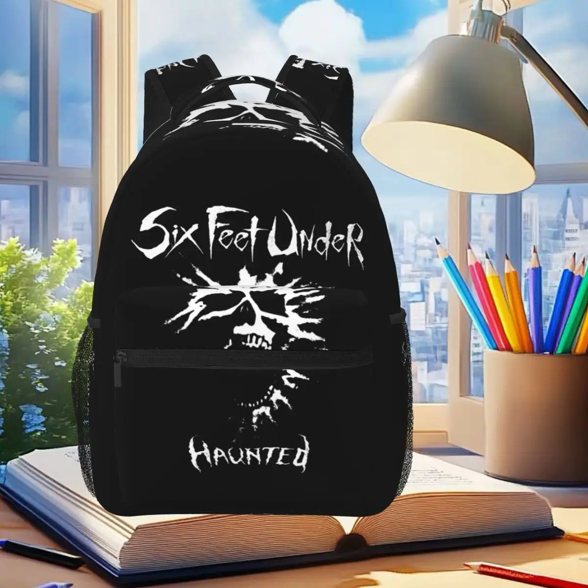 Band Six Feet Under Haunted Skull Backpack Student Boys Girls BookBag Children School Bag Computer Shoulder Bags for Men Women