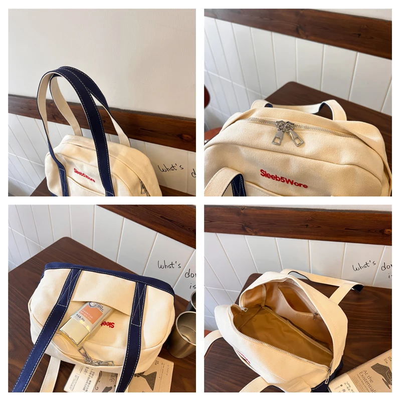 Canvas Women's Bag Patchwork Messenger Bag Y2K Shoulder Bag Cross School Eco Bag Korean Shopping Bowling Design Handbag Baseball