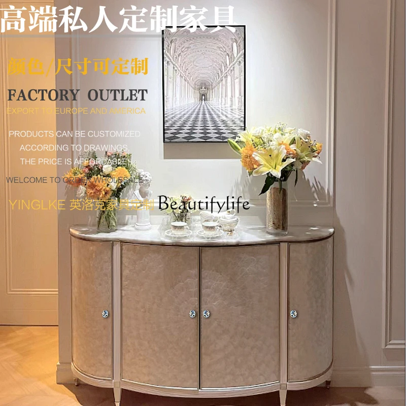 Hong Kong-style light luxury shell TV cabinet high-end customized storage cabinet