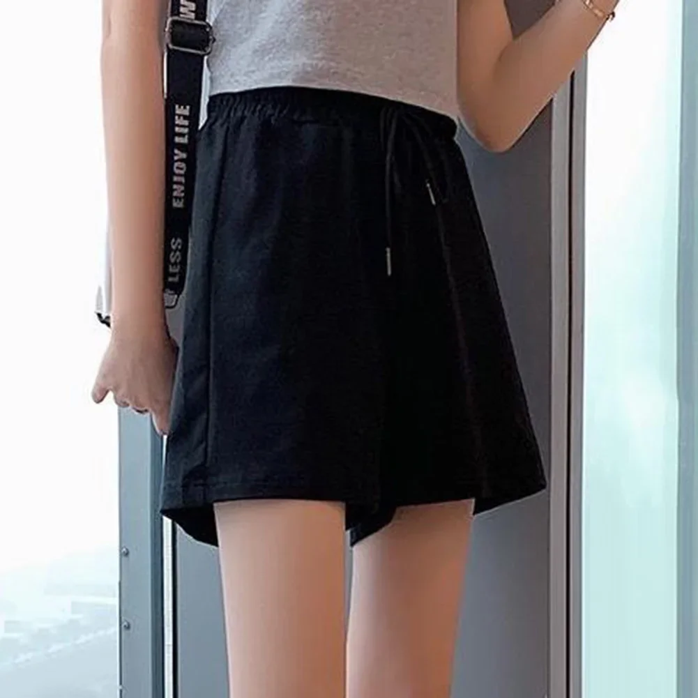 Women Sports Shorts Large Size Adjustable Casual Pants Elastic Waist High-waist Korean Style Loose Slimming S-3XL Shorts