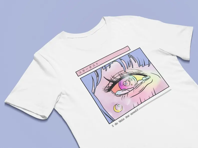 Kawaii Japanese T-shirt, Harajuku Clothing, Aesthetic Clothing, Egirl, Sad Girls