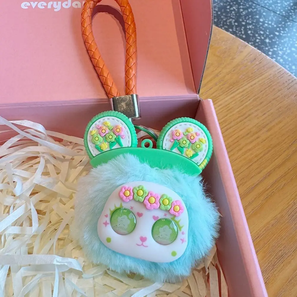 Bag Charm Cute Flower Sea Bear Keychain Pompom Kawaii Furry Bear Keychain Lovely Trendy Plush Bear Pendant Kids Gift