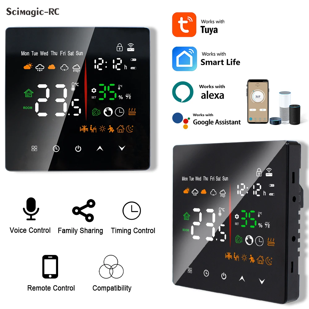 

Умный термостат Tuya Wi-Fi, электрический подогрев пола, водяной газовый котел, температура, голосовой пульт дистанционного управления для Google Home Alexa