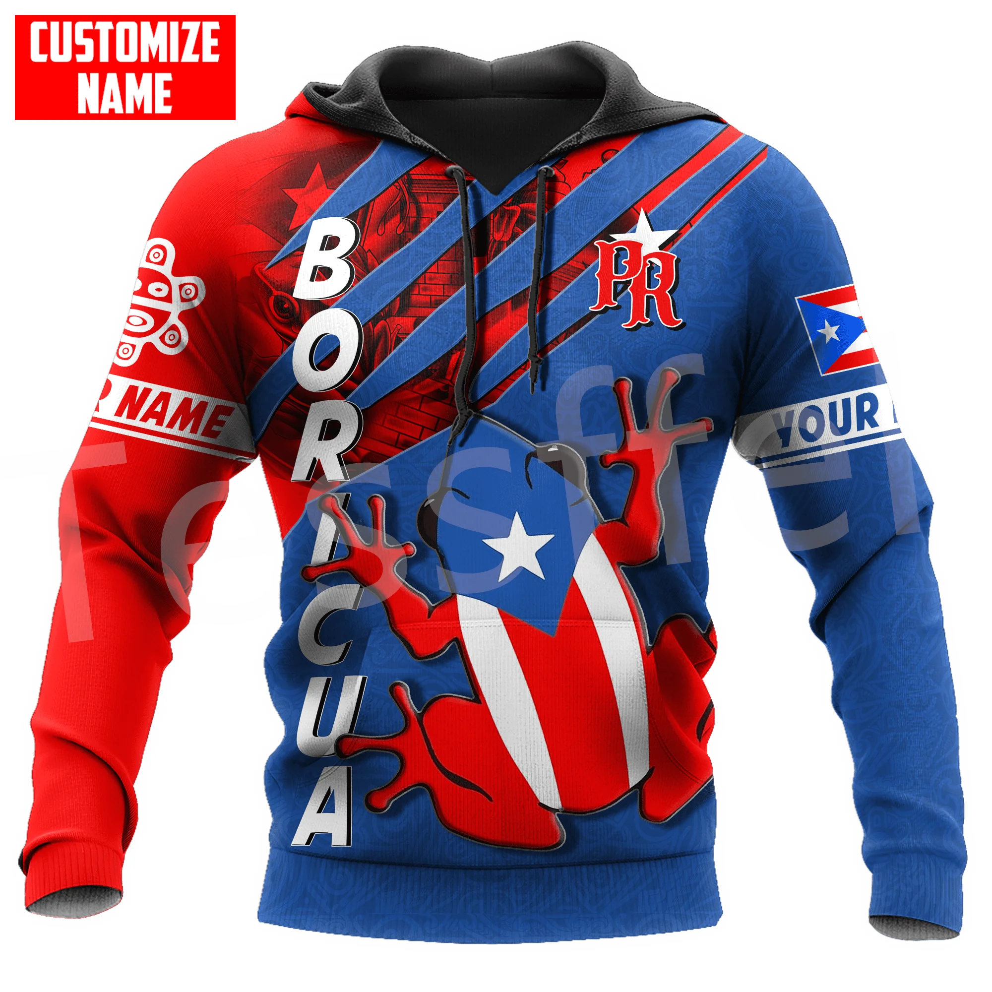 

Boricua Country Flag Puerto Rico Taino Tattoo Caribbean Sea Retro Tracksuit 3DPrint Men/Women Casual Funny Jacket Zip Hoodies A1