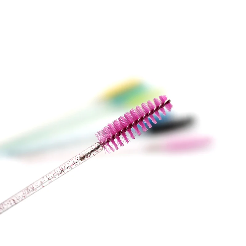 50 Pcs/Pack Disposable Crystal Eyelash Makeup Brush Diamond Handle Mascara Wands Applicator Spoolers Eyelash Extension Supplies