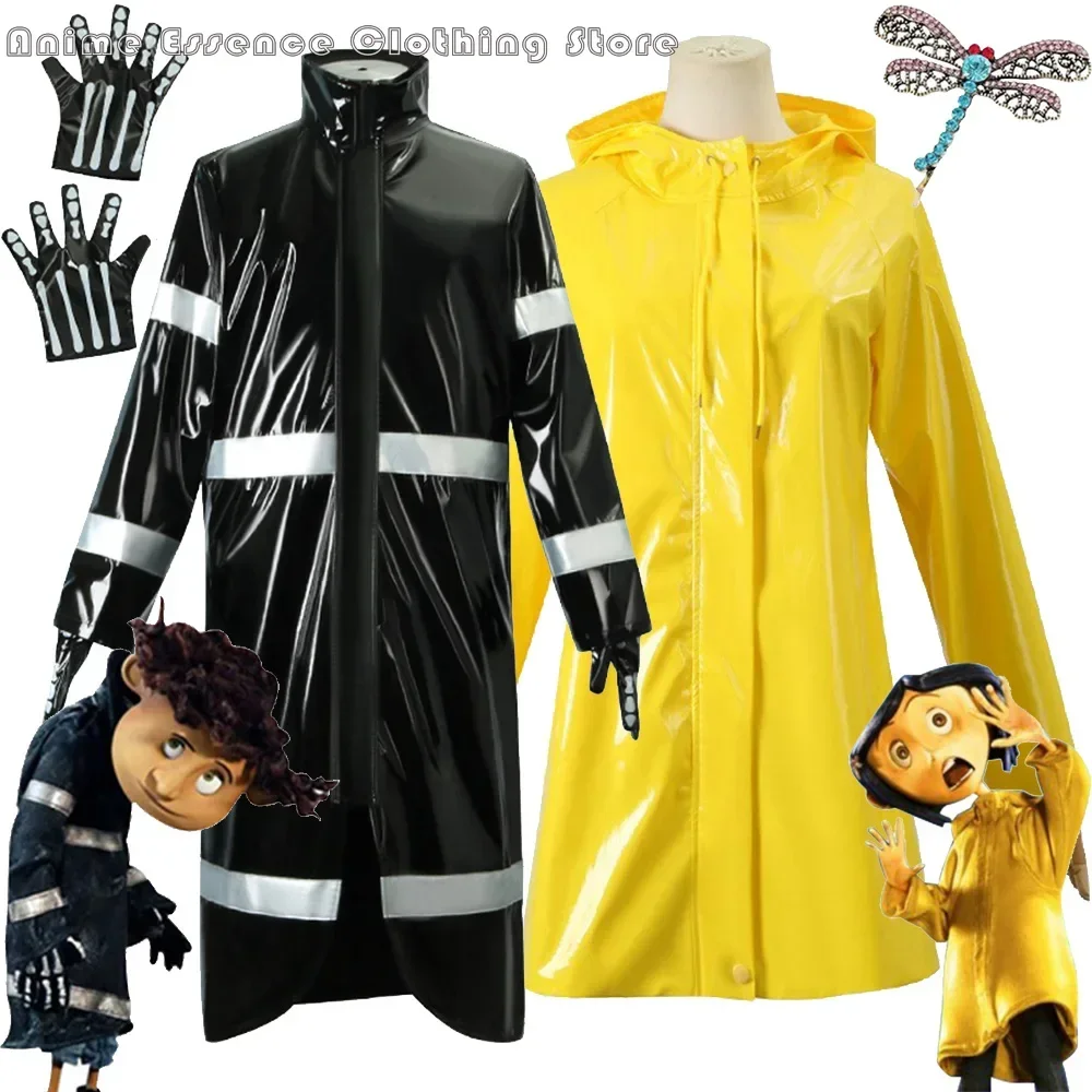 Anime Cosplay Coraline Wybie Lovat Cosplay Costume Long Coat Men Women Outfits Halloween Carnival Party Disguise Roleplay Suit