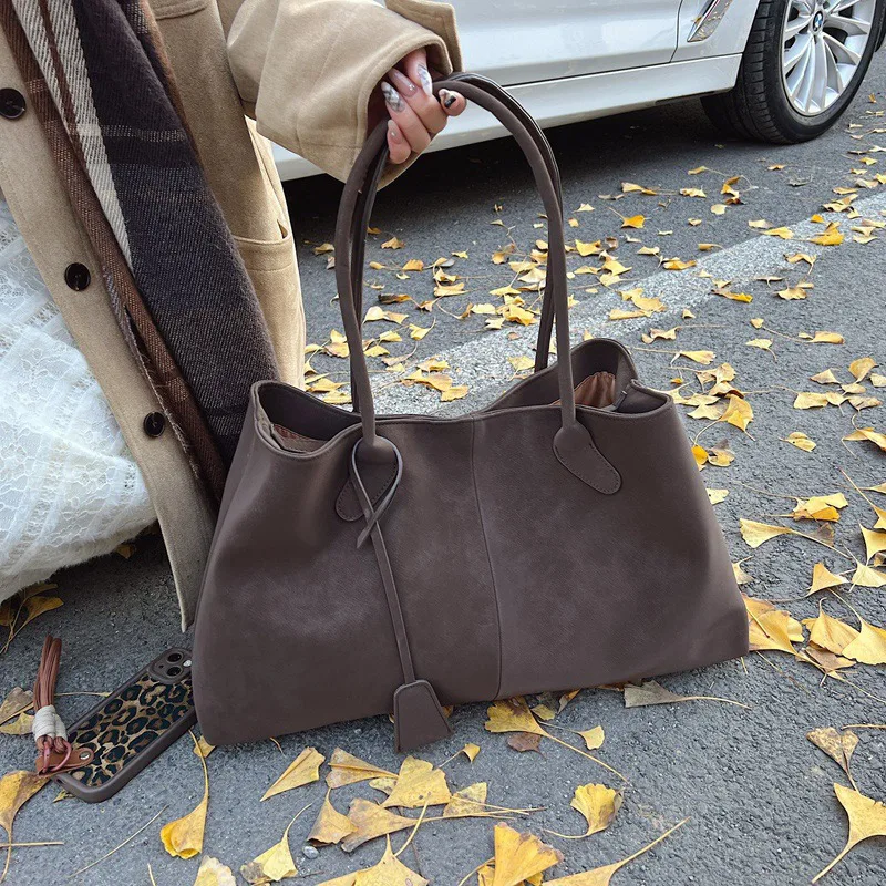 

Vintage Casual Tote Bag New Large-capacity Handbag Europe America Popular Hot Selling Underarm Bag High-quality Pu Commuter Bags