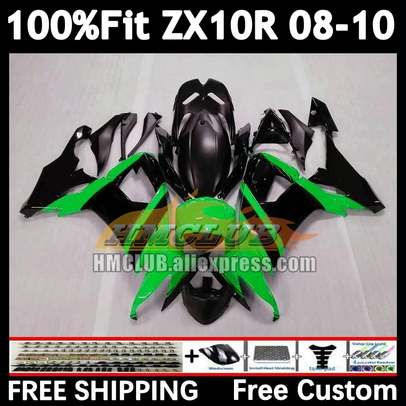 Injection Kit For KAWASAKI NINJA ZX-10R ZX 10R 1000CC 2008 green black 2009 2010 169No.31 ZX1000 ZX 10 R ZX10R 08 09 10 Fairing