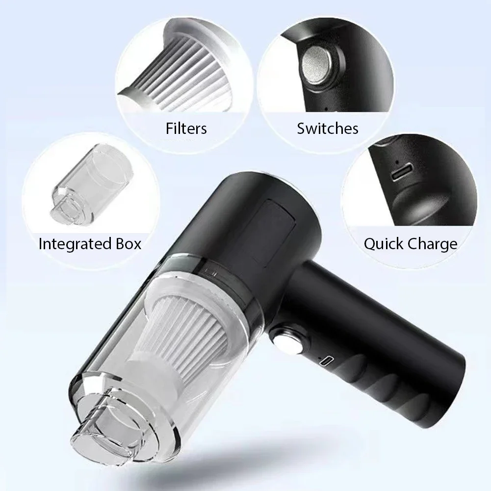 Car 2 in 1 Small Air Duster USB Charging Car Vacuum Cleaner 1200mAh Wireless Vacuum Cleaner Household Cleaning Appliances