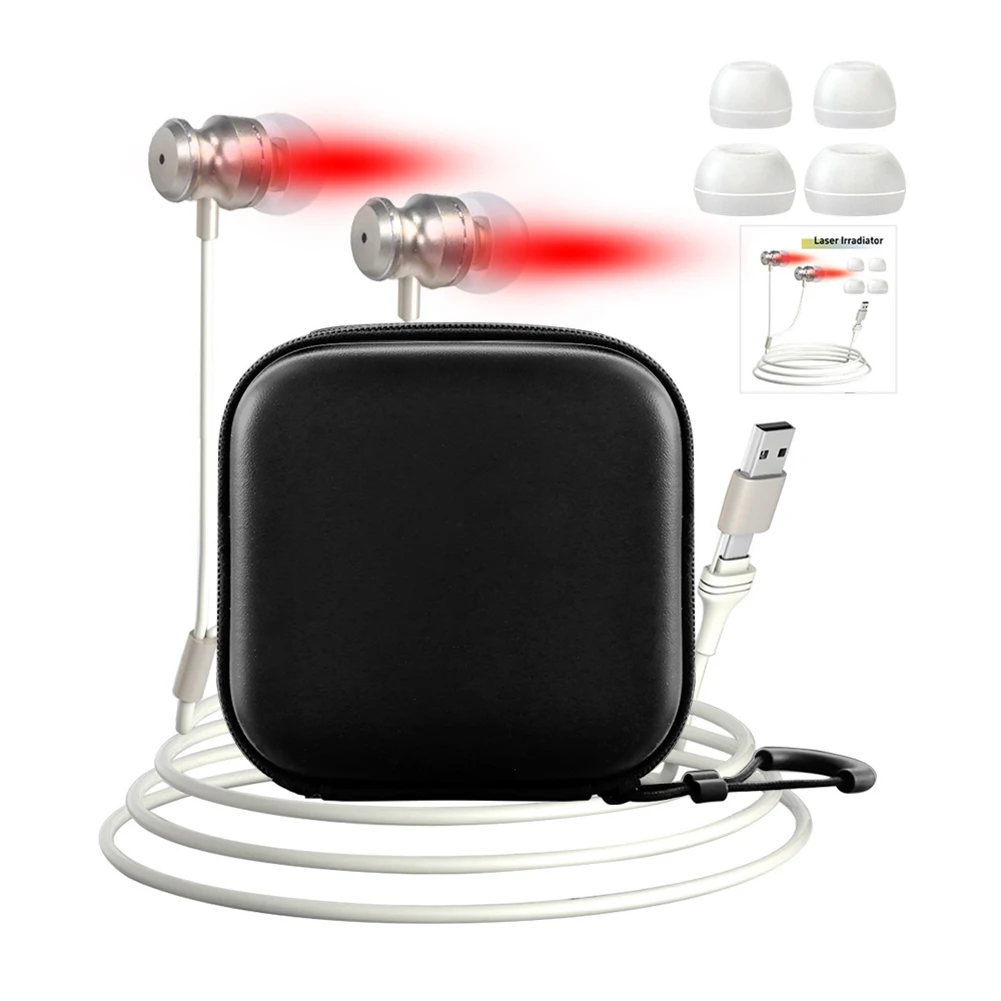 Tinnitus Infrared Ear Plugs USB+Type-C Red Light Ear Therapy Device 650NM Infrared Therapy Otitis Media Deafness Treatment