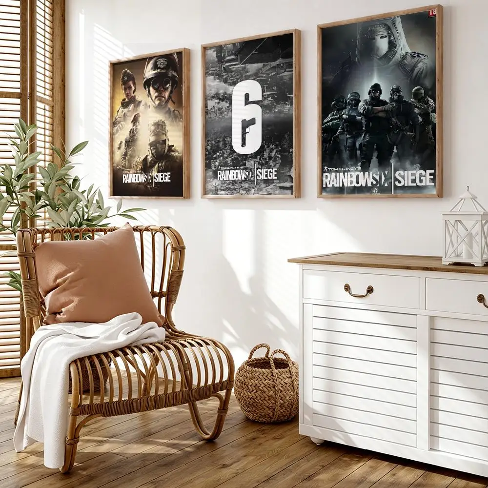 R-Rainbow Six Game Poster Wall Stickers HD Painting Self Adhesive Art Decals for Bedroom Living Room Home Decor