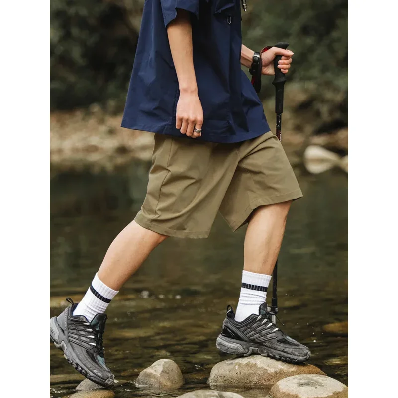 

Japanese outdoor shorts, five-quarter pants, loose straight overalls, solid color casual pants