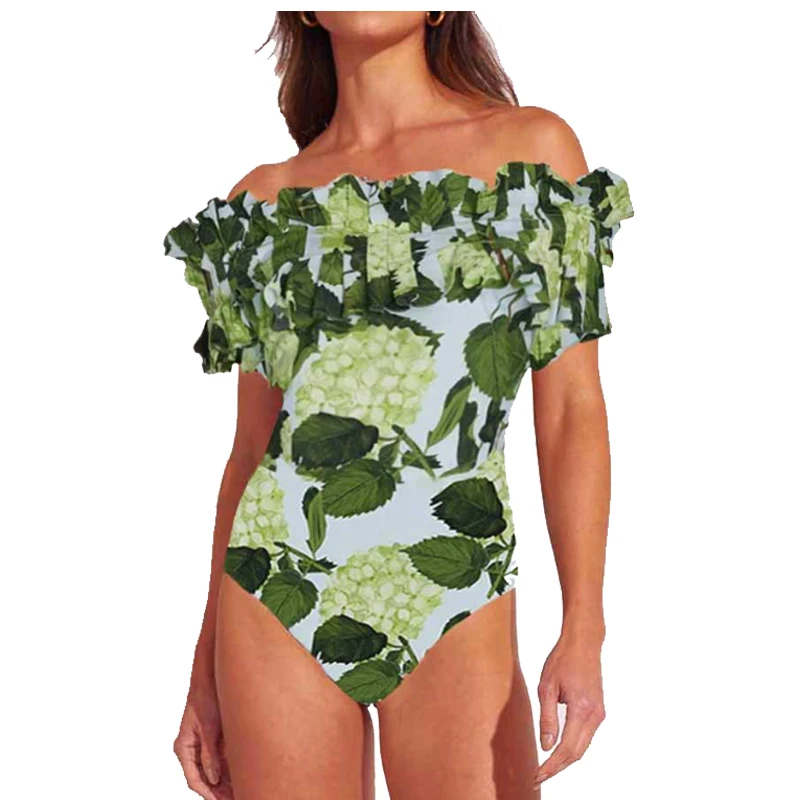 Maiô feminino de uma peça flor, roupa de banho de luxo, bodysuit monokini, roupa de banho, moda praia, biquíni de verão, novo 2023