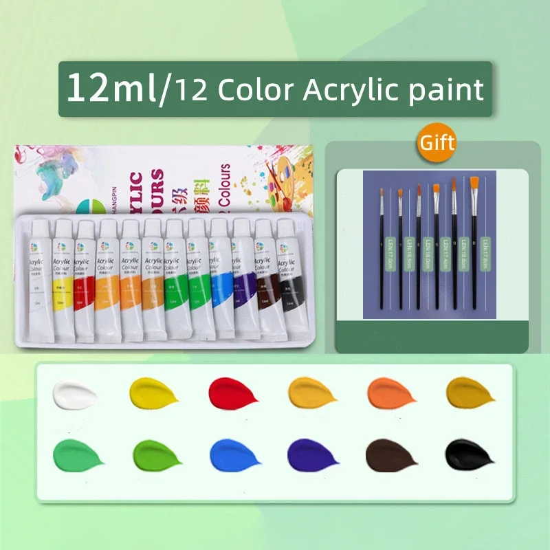 Ensemble de peinture acrylique pour vêtements, peinture sur verre, pigments pour artistes, tube de 12ml, 12 couleurs, 18 couleurs, 24 couleurs, 36 couleurs