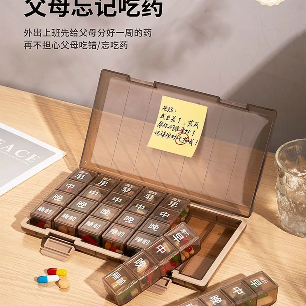 

Weekly Portable Travel Pill Cases Box 7 Days Organizer Stackable 3/4 Times A Day Pills Container Storage Tablets Storage Box