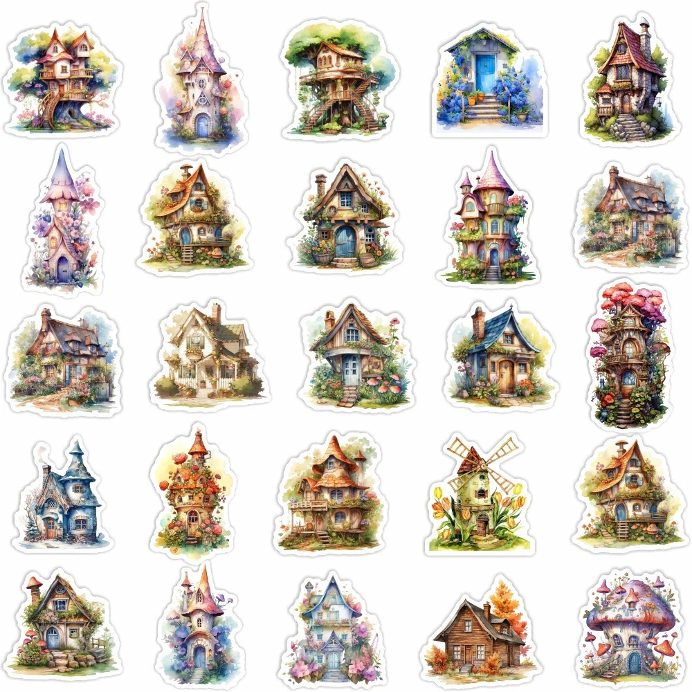 10/30/50 قطعة الرجعية خرافة الزهور منزل الكرتون ملصقات لطيف الإبداعية الشارات ل القرطاسية الأمتعة الغيتار الجمالية ملصق #5