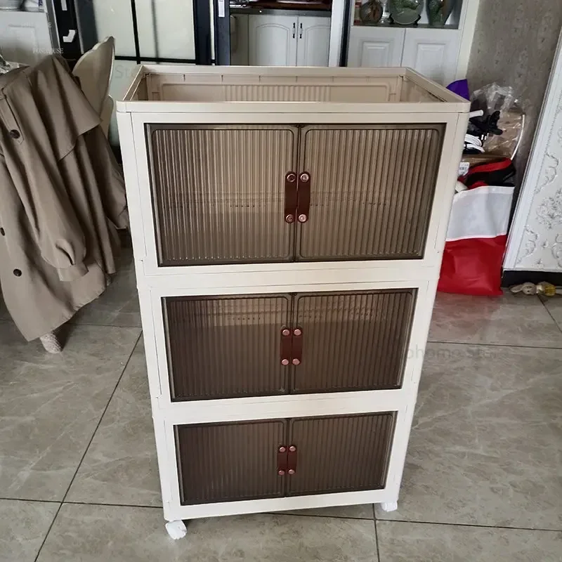 Microwave Storage Cabinet Home furniture Multi-functional Kitchen Cabinets Floor Rack Removable Double Door Locker