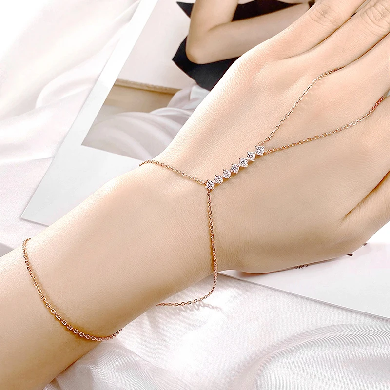 Smyoue 3MM Adjustable Certified Moissanite Bracelets for Women Girls Gift 14-21cm 7 Gems Sparkling Chains 925 Sterling Silver